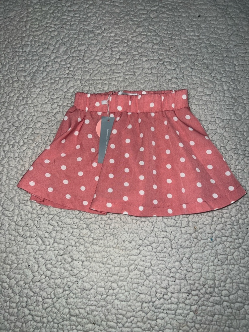 Girls Coral Pink Polka Dot Twirl Skirt with Elastic Waist